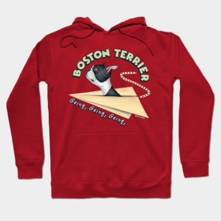funny cute dog Boston Terrier Going Places in classic plane for mom and dad gift Hoodie